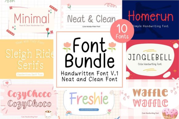 Download Neat &amp; Clean Handwritten Font Bundle V.1 - Font bundle Collection